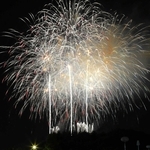 夜空を焦がす打ち上げ花火＝三木市志染町三津田