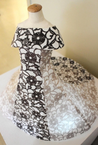 三木染形紙ザクロ柄和紙イブニングドレス