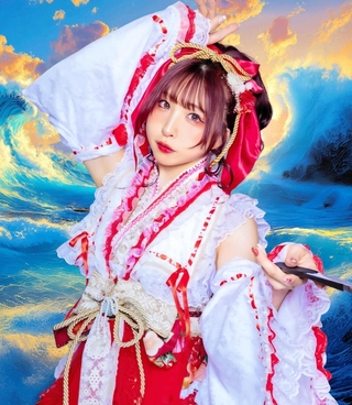 和風ガールズバンド「天女神樂」を率いる杏さん（三木市文化会館提供）