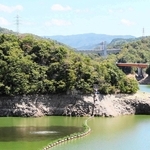 水位が下がっている呑吐ダムの貯水池＝三木市志染町三津田