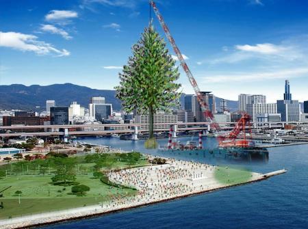 神戸港に樹齢150年の巨木でXマスツリー | おでかけトピック | 兵庫