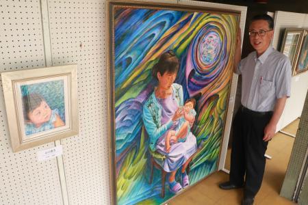 家族愛感じる大作など10点 豊岡市美術協会会長が油彩展 | おでかけ