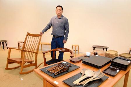 野間清仁 木製 ロッキングチェア 作家物 創作家具 揺椅子 美作 民藝 民芸