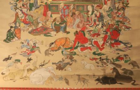 徳林寺に伝わる「涅槃図」公開 身分や信仰関係ない世界「今こそ