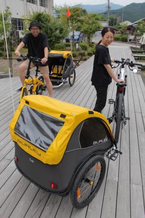 子どもを乗せて、移動もワクワク 自転車とトレーラーを貸し出し 丹波