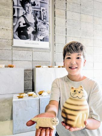 リサ・ラーソンさんの「リサ猫」が丹波焼に! 表情豊かな焼き物などを
