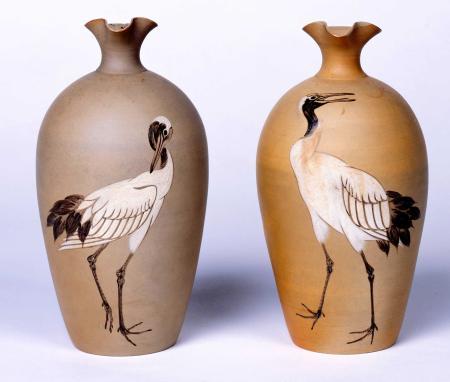 丹波篠山焼　花入　花器　壺　Japanesetraditional 篠田義一山岳文壺 花瓶 花器 花入 花生 陶器 陶芸 作家 ふるさとの山