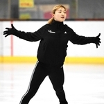 ４連覇を狙う世界選手権に向けた練習を公開した坂本花織＝いずれも神戸市立ポートアイランドスポーツセンター（撮影・斎藤雅志）