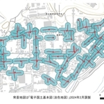 龍野高校の生徒がデジタルデータを活用して作成した防災地図。消火栓からホースが届く範囲を可視化した（同校提供）