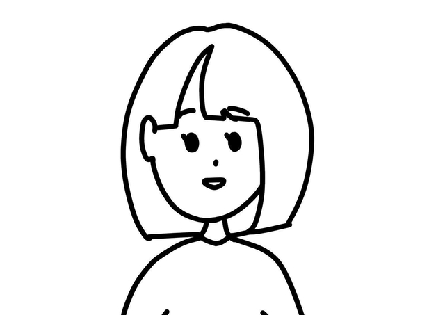 リンさん＝14歳・中学２年、好きなことはお菓子作り（似顔絵の作者はフリースクールの友だち「まゆ」さん）