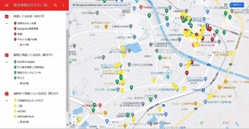 飲食店の営業状況を色分けして示した地図