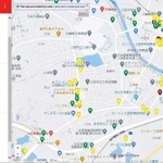 飲食店の営業状況を色分けして示した地図