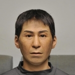 人骨を基に作製され、ポスターなどに掲載されている復顔像＝兵庫県警本部