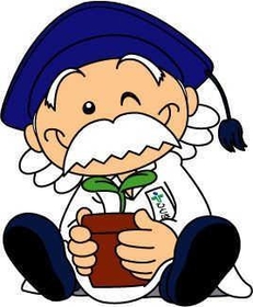 河合さんがモデルのキャラクター「ひとはく博士」