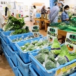 店頭に並んだ野菜＝三田市川除