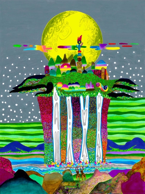 「メルヘン島と大きな月」