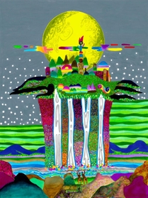 「メルヘン島と大きな月」