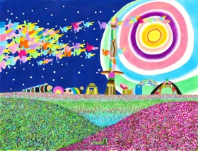 「トーテンポールに遊ぶ魚」