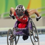 リオデジャネイロ・パラリンピック女子４００メートル（脳性まひＴ３４＝車いす使用）決勝でゴールする北浦さん（共同）