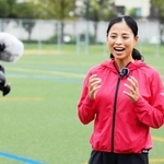 三田国際マスターズマラソンをＰＲする小林祐梨子さん＝三田市ゆりのき台１、駒ケ谷運動公園