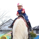 馬に乗って写真撮影＝三田市ゆりのき台５