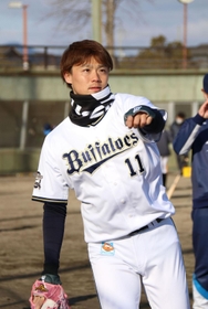 オリックスの山崎福也投手＝三田市ゆりのき台１、駒ケ谷運動公園野球場
