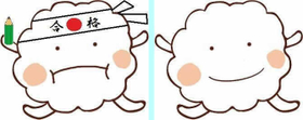 三田祥雲館高校の「くーも」（右）と教員が加筆した「くーも」