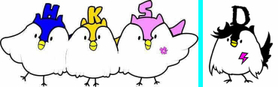 北摂三田高校の「ホクセツサンダー」。（左から）ほっくん、くーちゃん、さっちゃん、非公認の新作「だーくん」