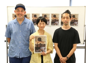 イベントをＰＲする（右から）映像作家の野田亮さん、音遊びの会代表の飯山ゆいさん、森本アリさん＝三田市天神