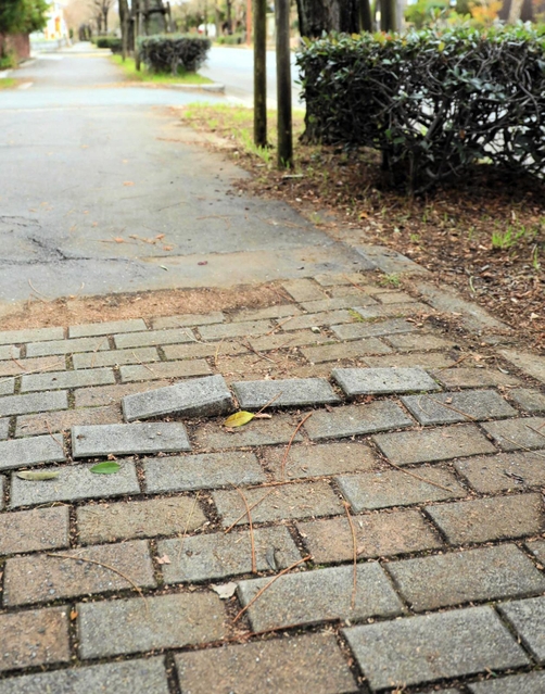 ブロックが凸凹になっている部分も＝三田市あかしあ台１