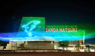 郷の音ホール壁面に投影するレーザーマッピングのイメージ写真（提供）