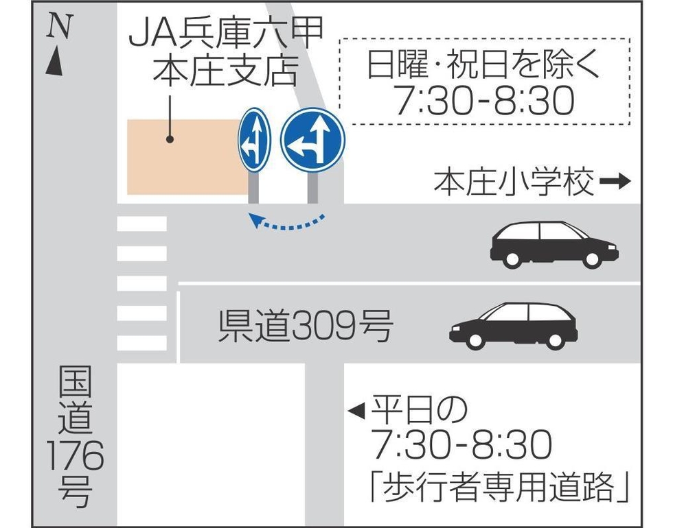 歩行者専用時間帯の道路で、なぜ「右折禁止」 謎の標識、向きが間違い