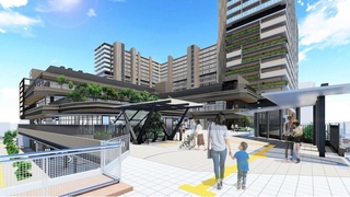 テナント募集が始まった再開発ビルのイメージ図（三田駅前Ｃブロック地区市街地再開発組合提供）