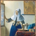 フェルメール「水差しを持つ女」（１６６２年、メトロポリタン美術館蔵）