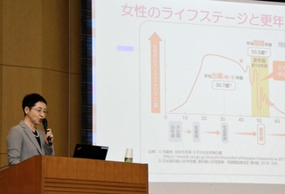あさぎり病院の田中あゆみ副院長が、女性の健康について解説した＝三田市川除
