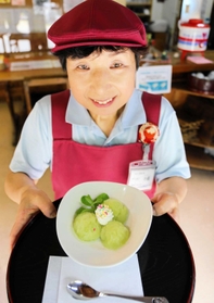 爽やかな甘みを生かした矢野メロンシャーベット＝羅漢の里