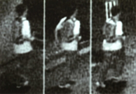 走り去る不審者の映像（県警提供）