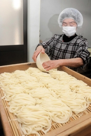 佐用のホルモンうどんを支える平谷製麺所。平打ち麺がたれによく絡む＝佐用町佐用