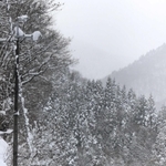 周辺は深い雪。冷え込みも厳しく、朝の気温は氷点下に＝宍粟市波賀町戸倉