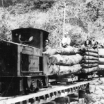 昭和２０年代前半に撮影されたとみられる波賀森林鉄道の機関車（同協議会提供）