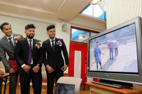 卒業制作として、町内で撮影した「わらしべ長者」の動画もお披露目した＝佐用日本語学校