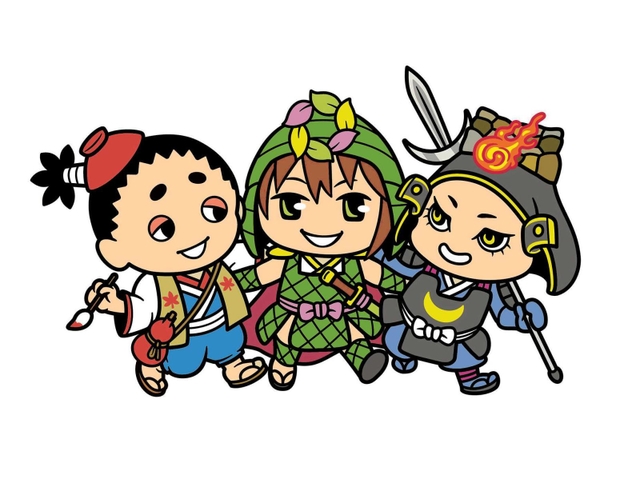 山城のイメージキャラクターに決まった３体（西播磨県民局提供）