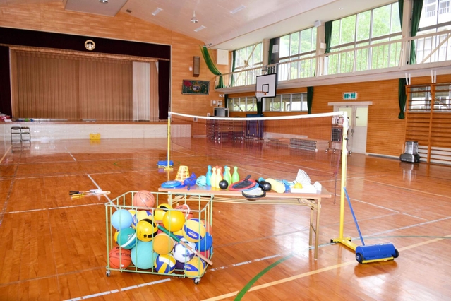 体育館ではボールなどを使って自由に遊ぶことができる＝宍粟市一宮町上岸田