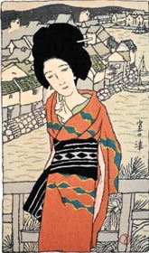 竹久夢二が旅館のおかみを描いた「室の津」（たつの市提供）