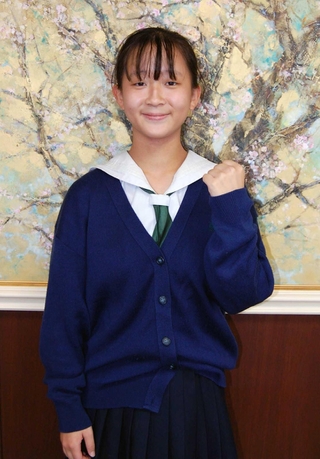 日本学校農業クラブ全国大会に出場する上郡高校３年、北川鈴菜さん＝上郡町役場