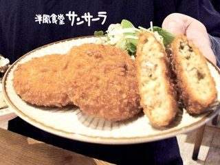 「全国コロッケフェスティバル」でグランプリに輝いたたつの・室津産のカキを使ったクリームコロッケ＝姫路市飾磨区恵美酒