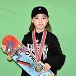 スケートボードの大会で優勝した谷河心絆さん＝宍粟市役所