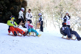 木ぞりレースが初めて開かれたばんしゅう戸倉スキー場＝２月１５日、宍粟市波賀町戸倉