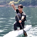 国民スポーツ大会でカヌースプリントに出場する谷口虎駕さん＝音水湖カヌー競技場