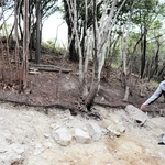 新たに発見された前方後円墳。１７００年前の古墳時代前期に築造したと推定される＝赤穂市福浦